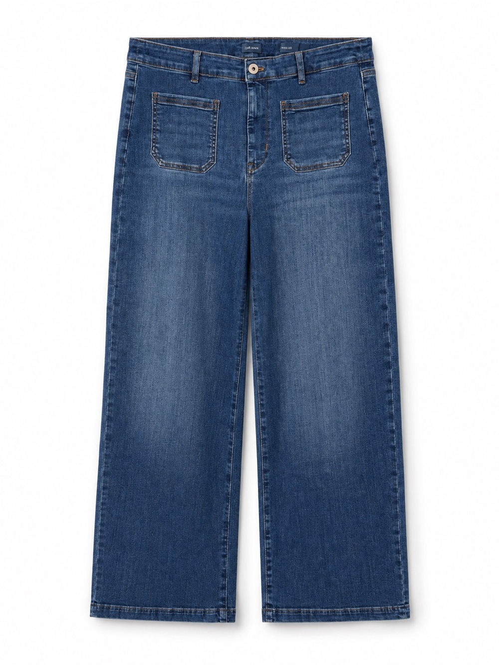 J. Jill Denim Patch Pocket Wide Leg Jeans Medium Wash Size 12 Stretch